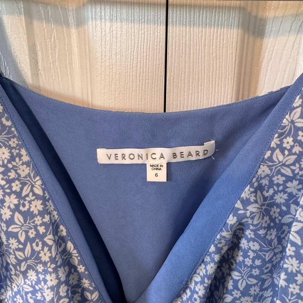 Veronica Beard Blue Spaghetti Strap Ruffle Ruched Midi Dress Spring/Summer Sz 6 - Picture 4 of 12